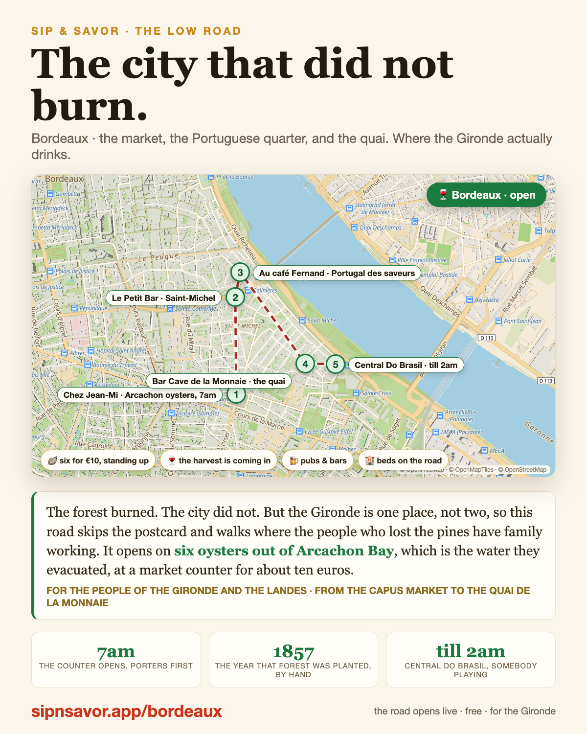 The City That Did Not Burn, a hand-written pub crawl in Bordeaux