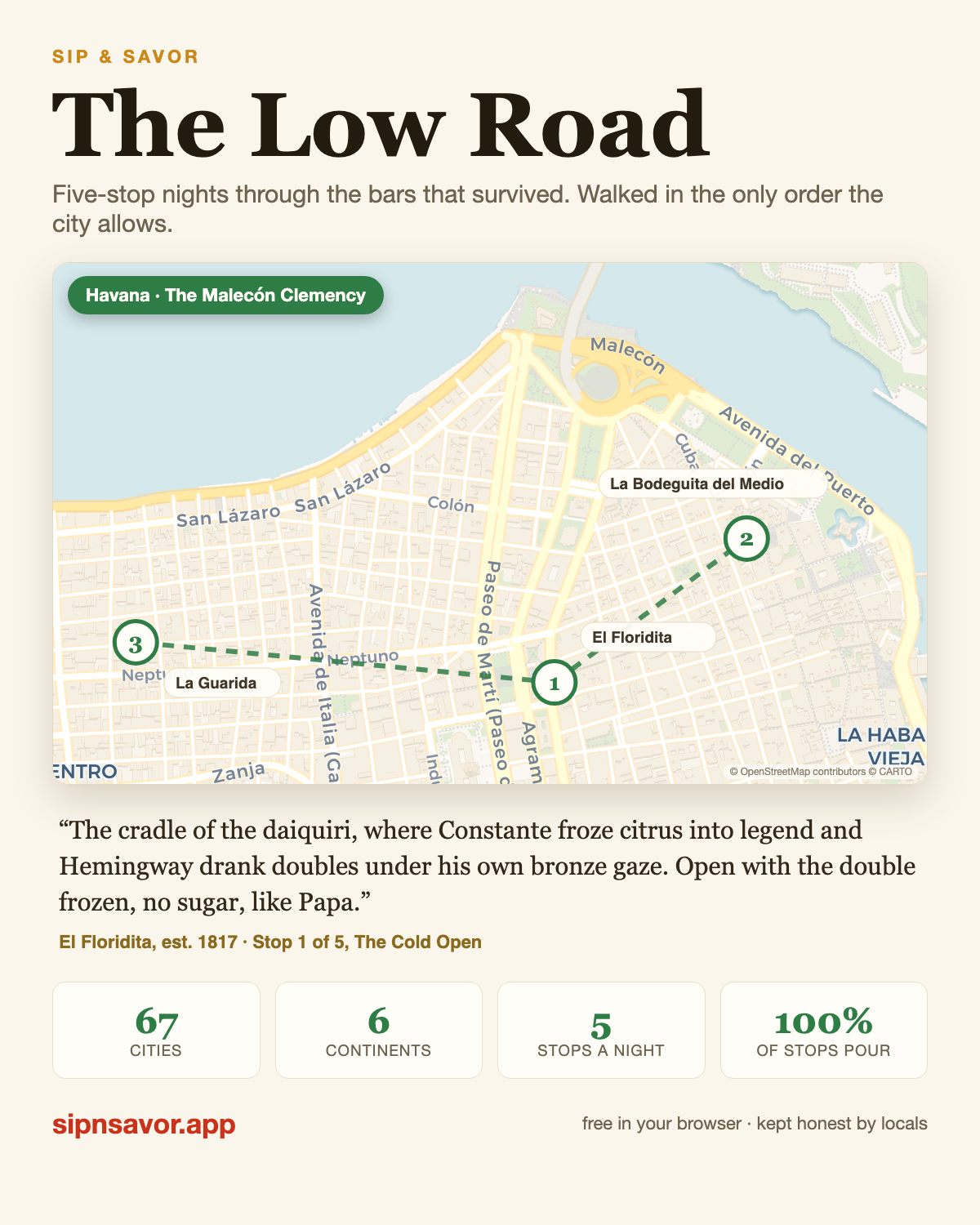 The Malecón Clemency, a hand-written pub crawl in Havana