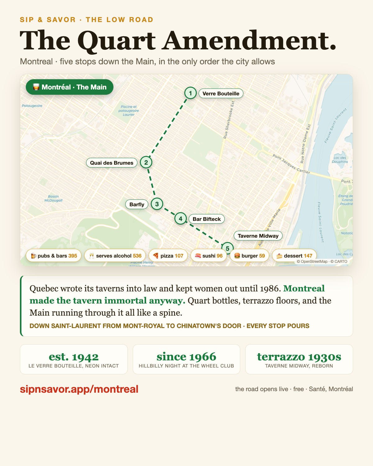 The Quart Amendment, a hand-written pub crawl in Montreal